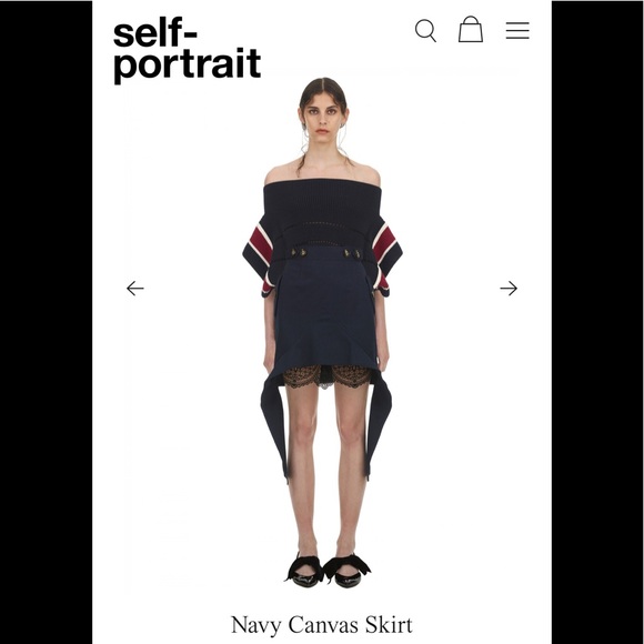 Self-portrait Navy Canvas Skirt - Picture 1 of 5